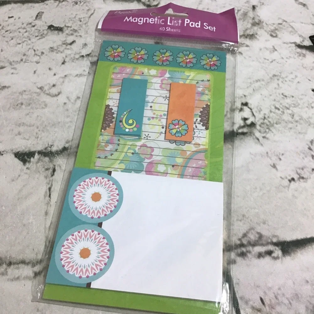Magnetic Notepads List Pads Lot Of 3 Floral Printed Lined Paper New Sealed
